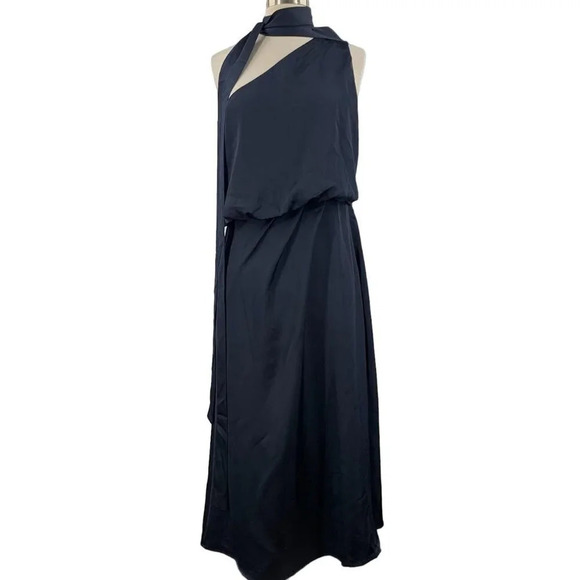 Amy Lynn Women's Gemma One-shoulder Satin Dress In Navy Blue Size M NWT - Picture 2 of 16